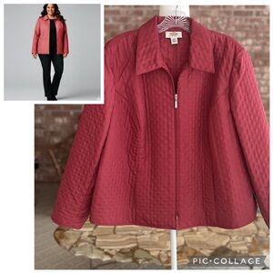 Talbots Jacket Brick Red Rust Quilted Perforated 18P Classic Lightweight